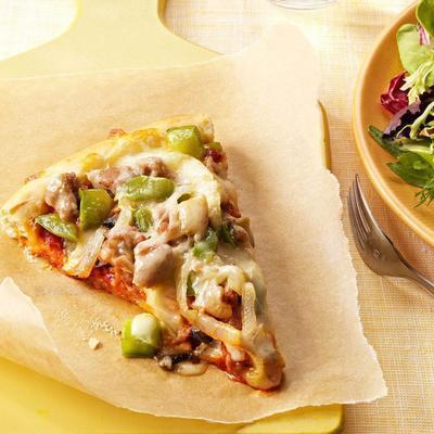 saucisse gouda pizza