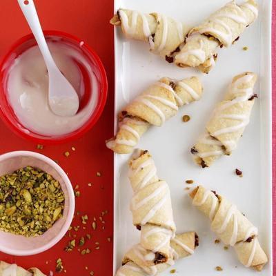 rugelach à la canneberge pistache émaillée