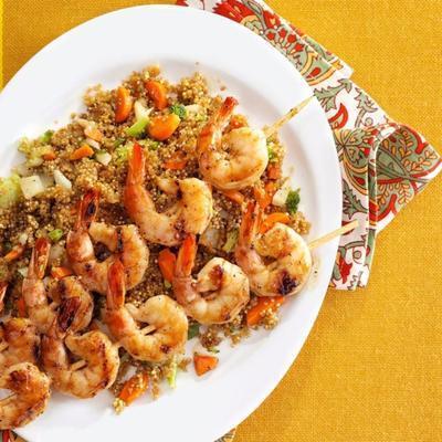 brochettes de crevettes au quinoa asiatique