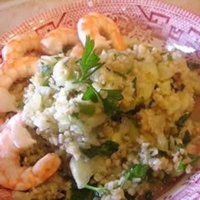 salade de taboulé à la coriandre et aux crevettes