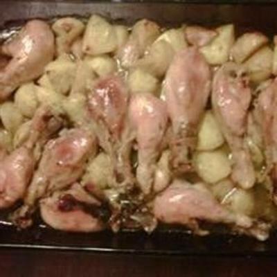 poulet à l'ail avec pommes de terre