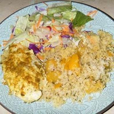 poulet au curry avec riz à la mangue
