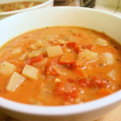 soupe de pommes de terre tomate