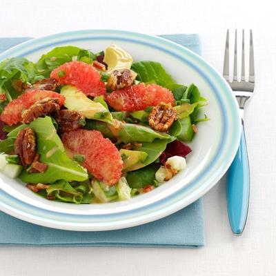 salade tiède de pacanes au pamplemousse
