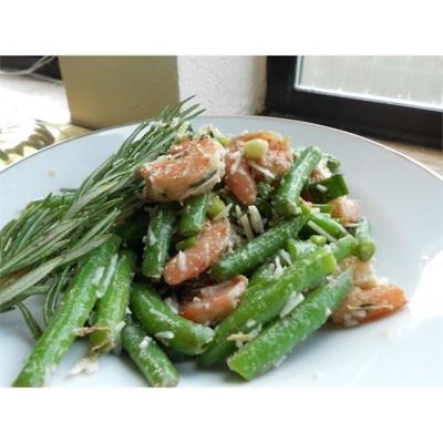 salade de crevettes et de haricots verts pour amoureux de l'ail