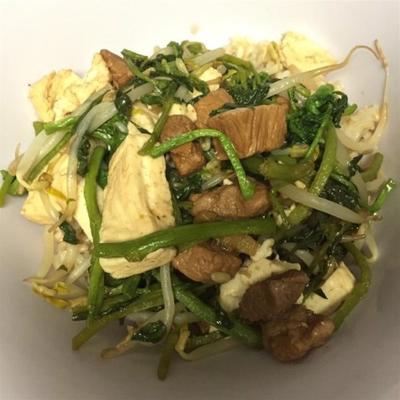 tofu de porc au cresson et aux germes de soja