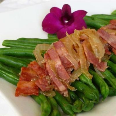 haricots verts à la vinaigrette au bacon fumé
