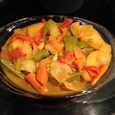 délicieux curry végétarien à la noix de coco indienne dans la mijoteuse