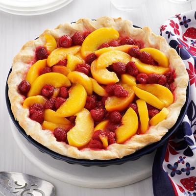 tarte à la pêche aux framboises