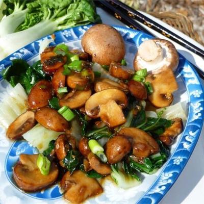 baby bok choy à la chinoise aux champignons