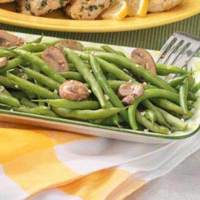 haricots geen ailés aux champignons