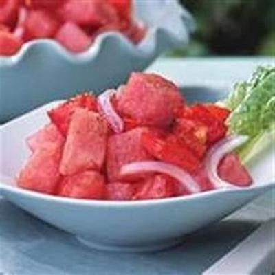 salade de tomates pastèque avec vinaigrette balsamique