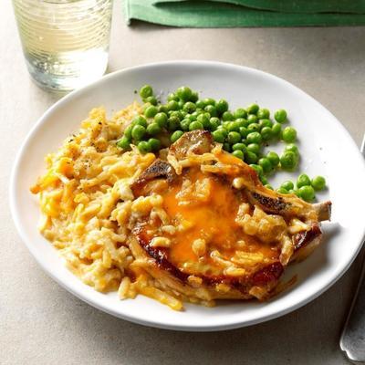 dîner de pommes de terre côtelettes de porc