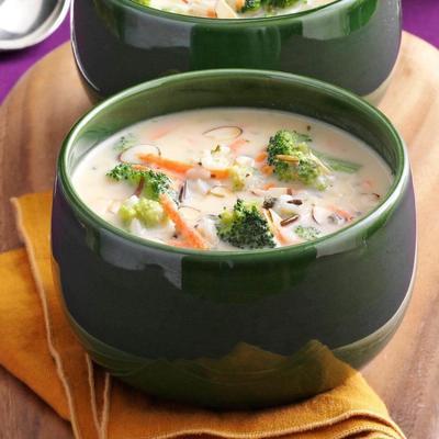 soupe de brocoli au riz sauvage