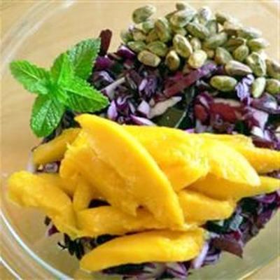 Salade de pistaches à la mangue et au chou rouge