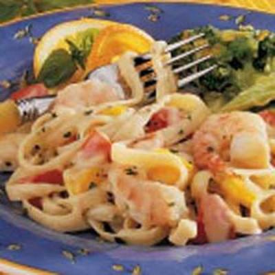 fettuccine aux crevettes au basilic