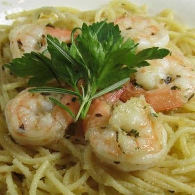 spaghettis de crevettes à la chapelure