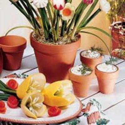 Edible Vegetable Flowers with Savory Dip