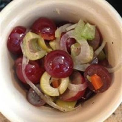 darnes de thon grillées avec salsa aux raisins et aux olives farcies