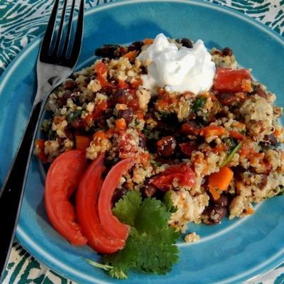 pilaf de quinoa aux épinards et aux carottes avec dinde hachée