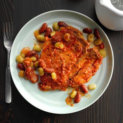 côtelettes de porc et haricots