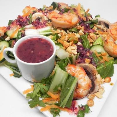 salade de crevettes grillées, de pois chiches et de bok choy avec vinaigrette asiatique à teneur réduite en gras