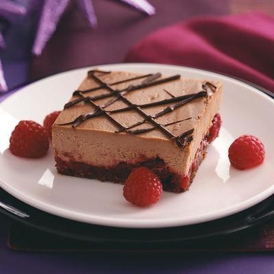 tablettes de fromage à la crème au chocolat, aux canneberges et aux framboises