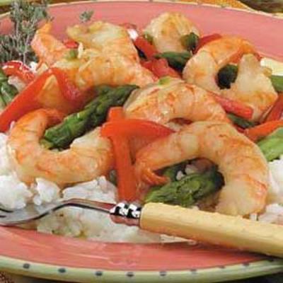 crevettes à la lime avec asperges