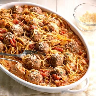 souper spaghetti et poêle aux boulettes de viande