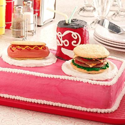 Hot Dog and Hamburger Cake