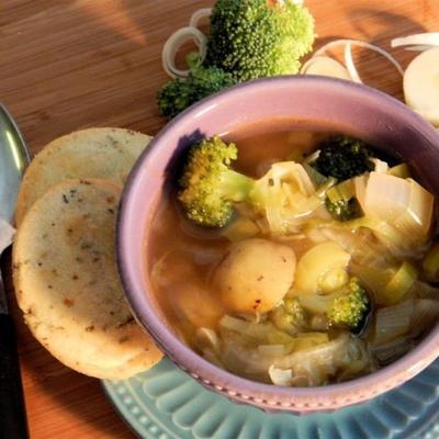 soupe au chou, poireaux et brocoli