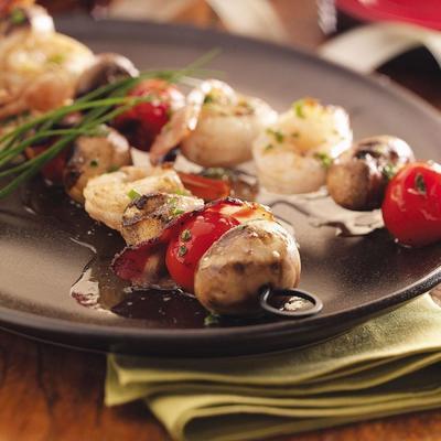 brochettes de fruits de mer au beurre de ciboulette