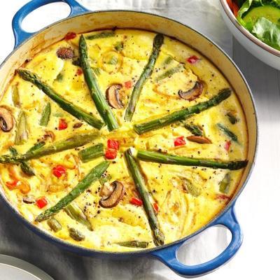 crevettes frittata aux asperges méditerranéennes