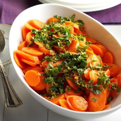 carottes au miel avec gremolata aux agrumes et au basilic