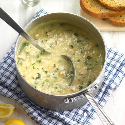 soupe citronnée à la dinde et au riz