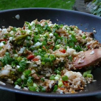 riz thai parfait avec du poulet mariné