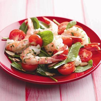 salade d'épinards scampi aux crevettes