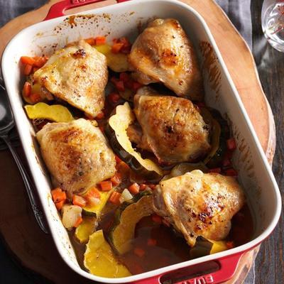 poulet rôti à l'érable et légumes