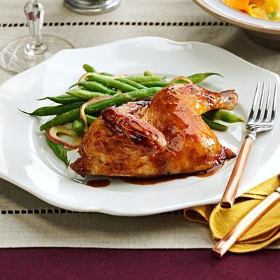 poulets de cornouailles émaillés acajou