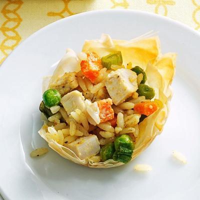 tartelettes au poulet et au riz au curry