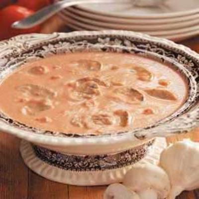 bisque de champignons et tomates grillées