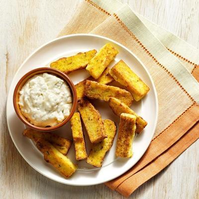 frites de polenta avec trempette au fromage bleu