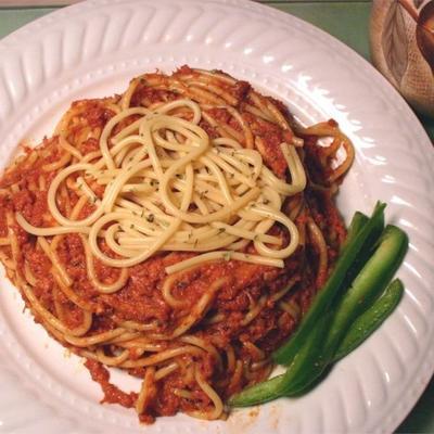 spaghettis au bœuf salé