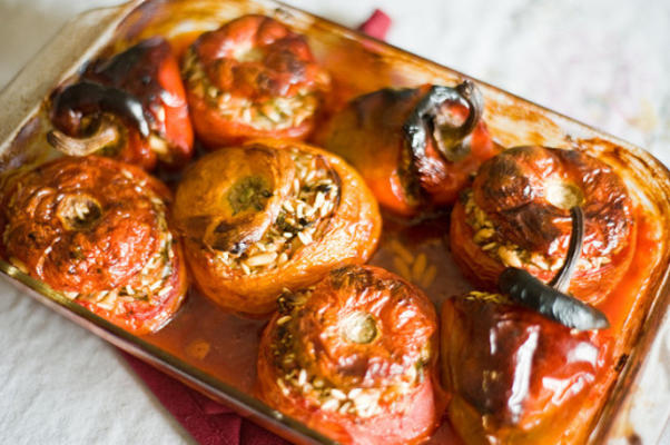yemista (tomates farcies grecques et poivrons)