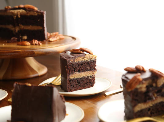 Gâteau praliné-fudge au double chocolat de la Nouvelle-Orléans