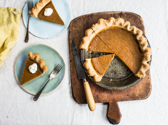 tarte à la citrouille, au lait et à la citrouille fraîche