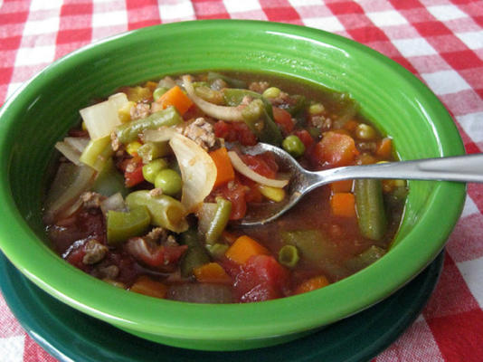 soupe de légumes au boeuf haché