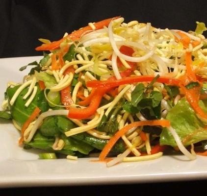 salade de nouilles croustillantes avec vinaigrette aigre-douce