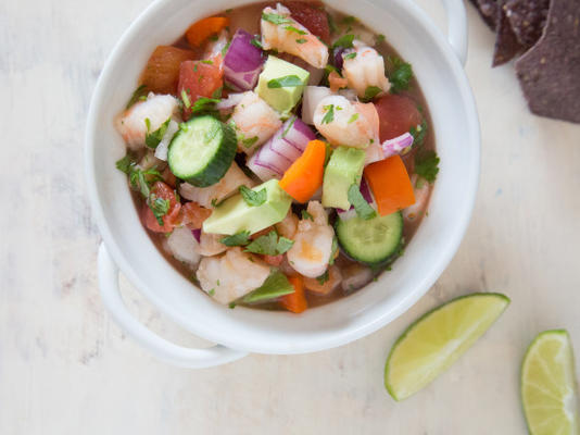 ceviche de crevettes à l'avocat