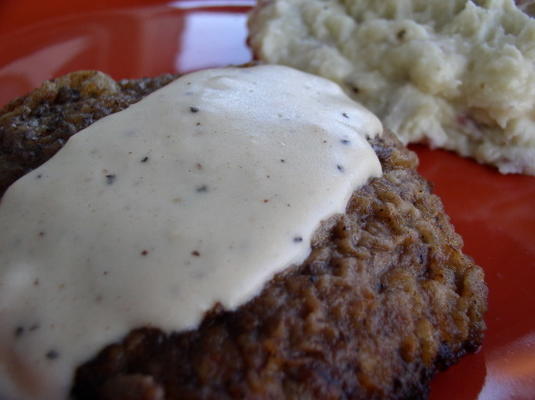 steak frit au poulet avec sauce à la poêle